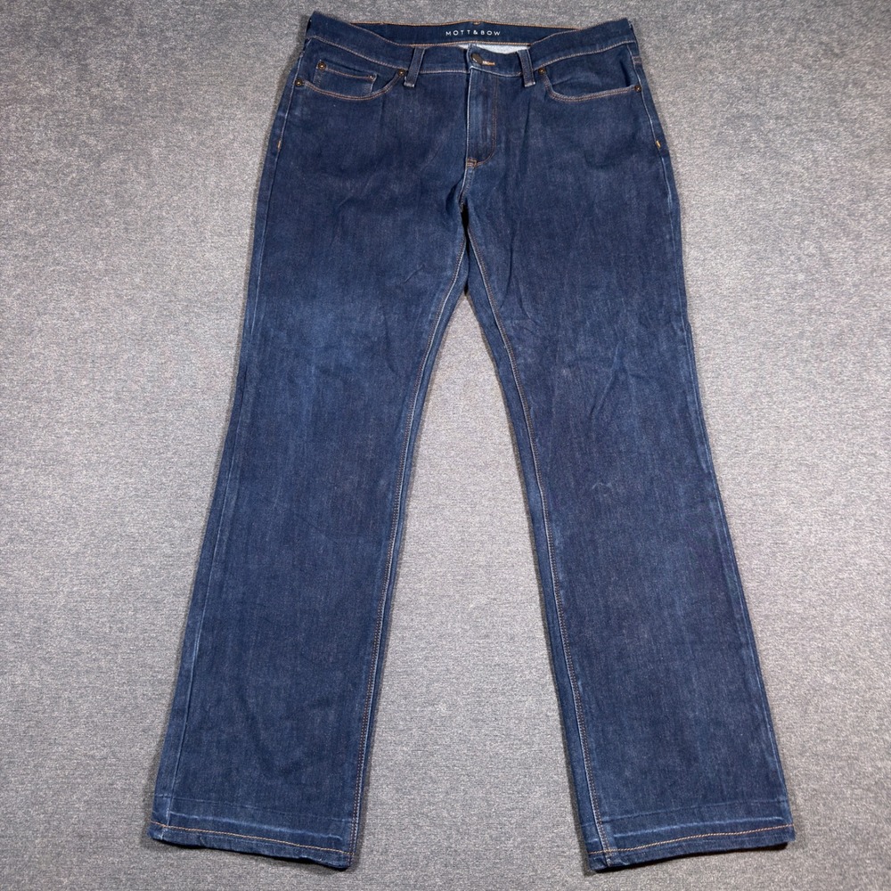 Mott & Bow Jeans Mens 33x31 Blue Straight Leg Dark Wash‎ Stretch Denim Casual